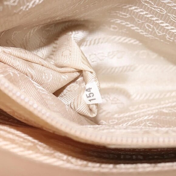 PRADA Shoulder Bag Enamel Beige Silver Auth - Picture 13 of 16